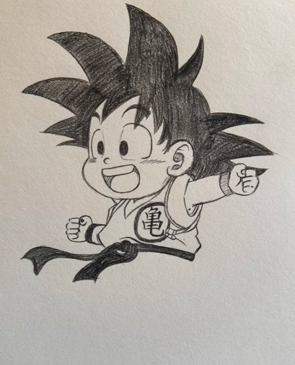 Cách vẽ goku cute 4