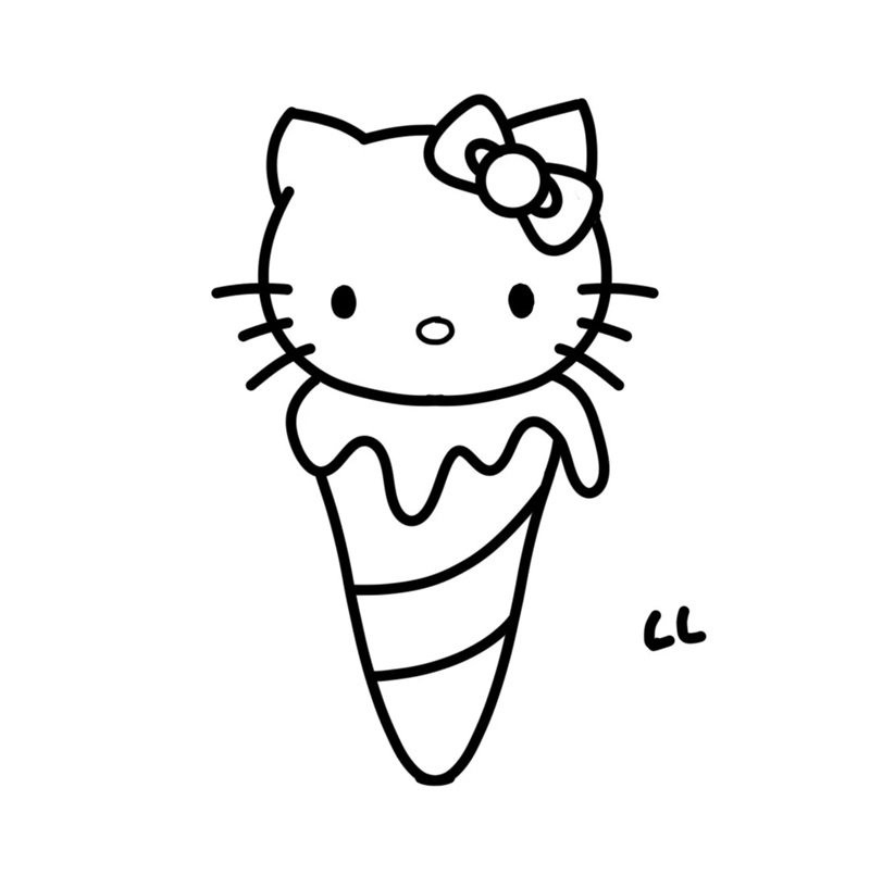 Cách vẽ Hello Kitty dễ thương 9