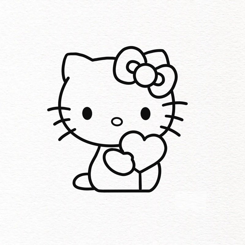 Cách vẽ Hello Kitty đẹp 6 