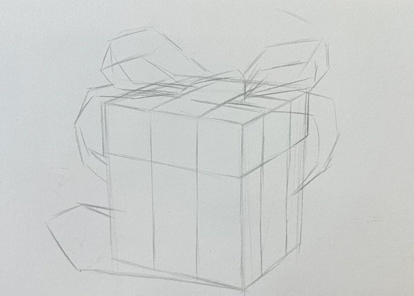 Cách vẽ hộp quà bằng bút chì 2
