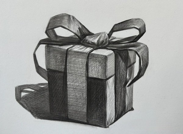 Cách vẽ hộp quà bằng bút chì 