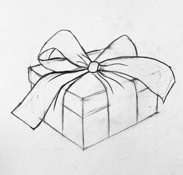 Cách vẽ hộp quà hình chữ nhật 4