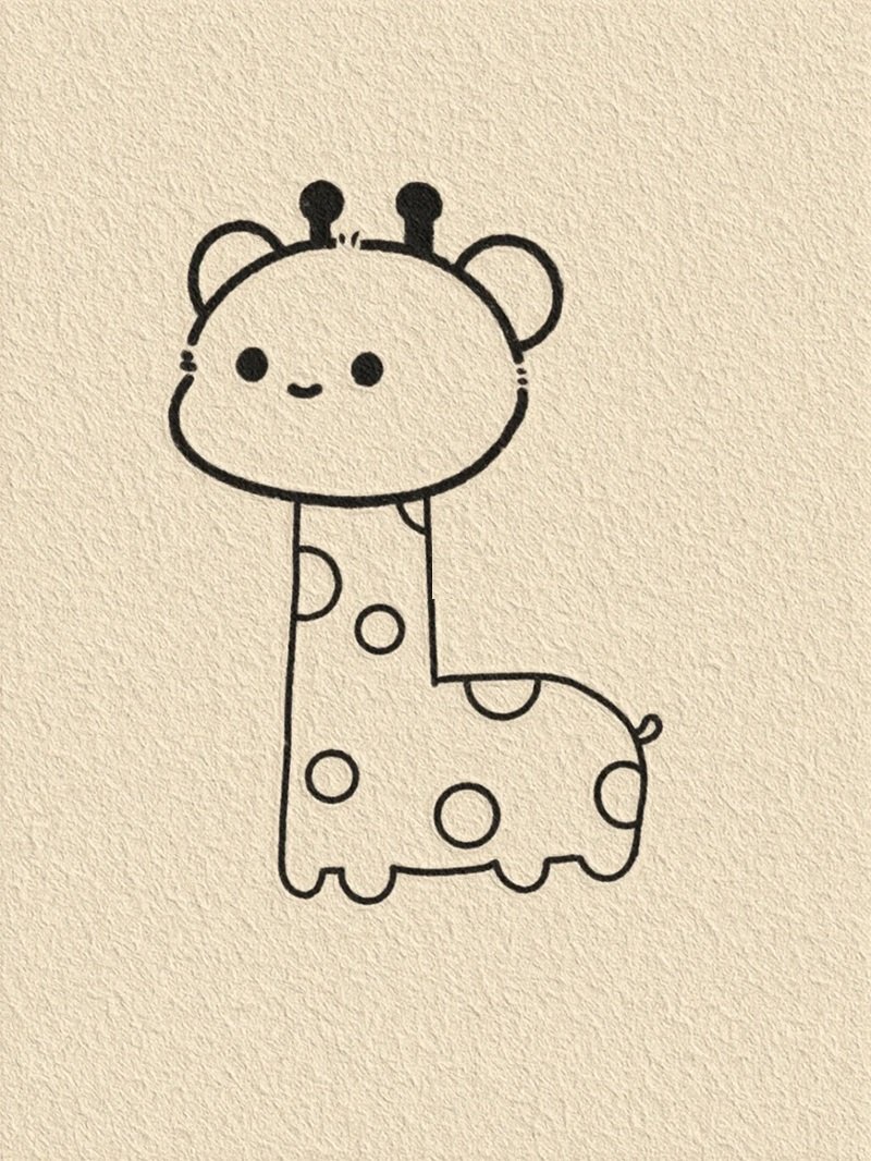 Cách vẽ hươu cao cổ cute 3