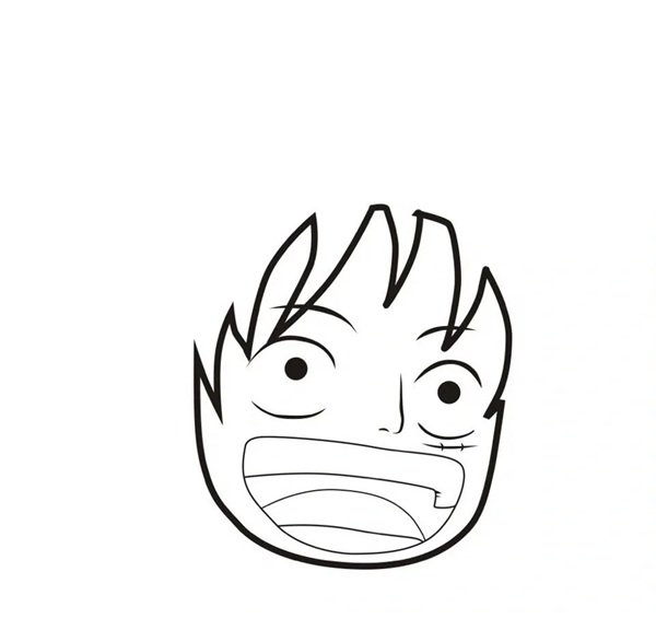 Cách vẽ luffy đơn giản 4