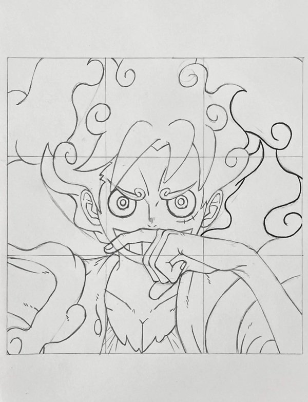 Cách vẽ luffy gear 5 7
