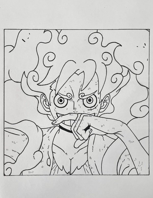 Cách vẽ luffy gear 5 8