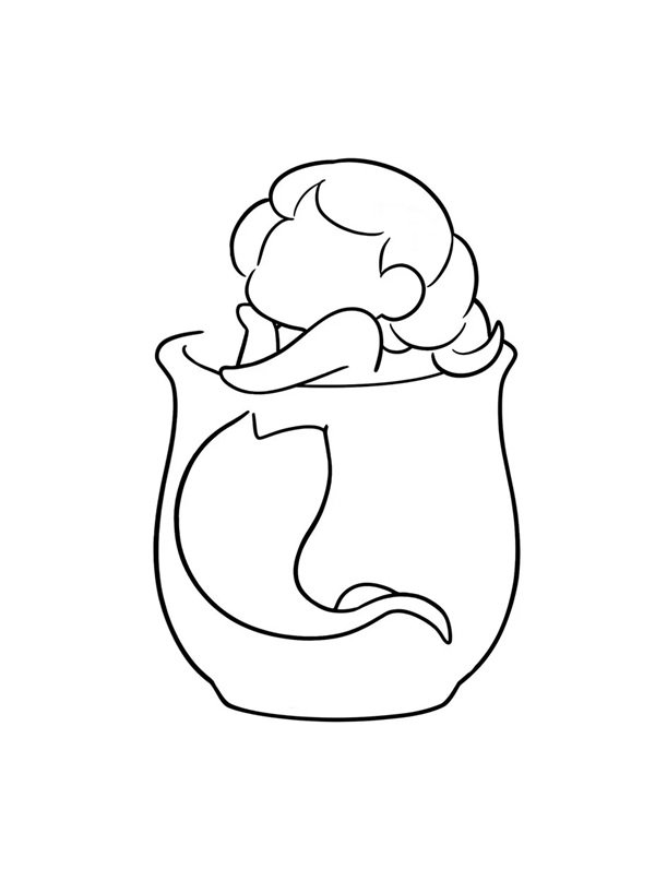 Cách vẽ nàng tiên cá cute 5