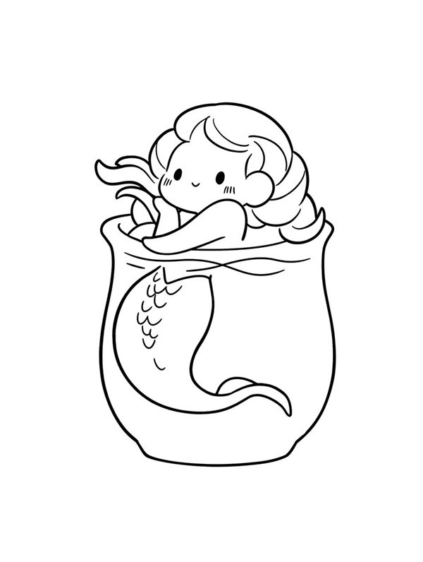 Cách vẽ nàng tiên cá cute 8