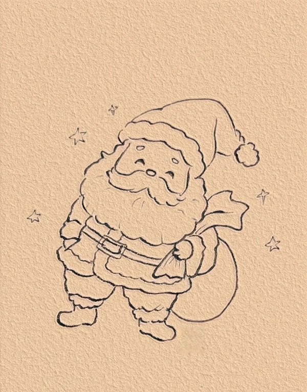 Cách vẽ ông già Noel đơn giản 7