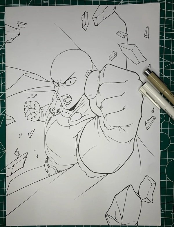 Cách vẽ saitama đơn giản3