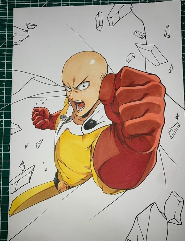 Cách vẽ saitama đơn giản 5