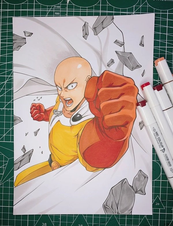 Cách vẽ saitama đơn giản 