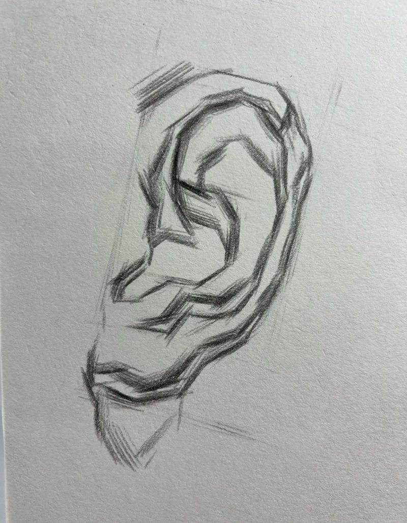 Cách vẽ tai 3