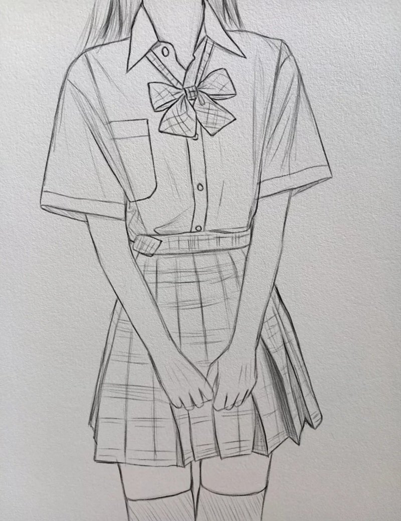 Cách vẽ váy xếp ly anime