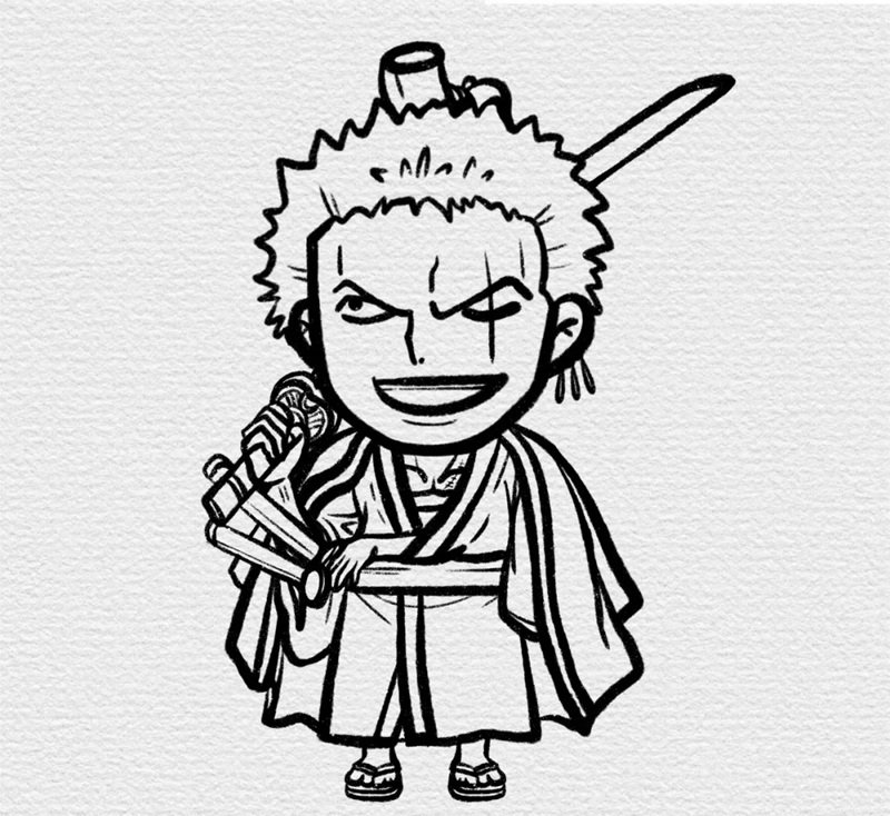 Cách vẽ zoro chibi 5