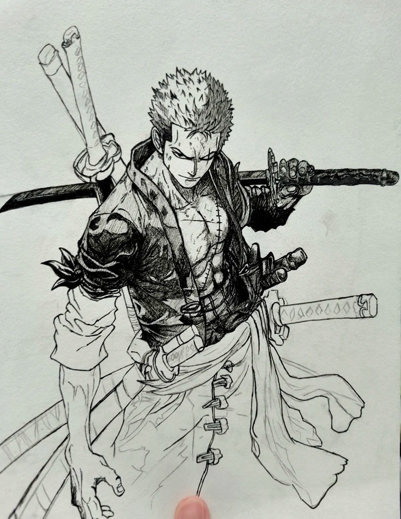 Cách vẽ zoro ngầu 3