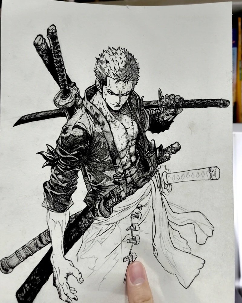 Cách vẽ zoro ngầu 4