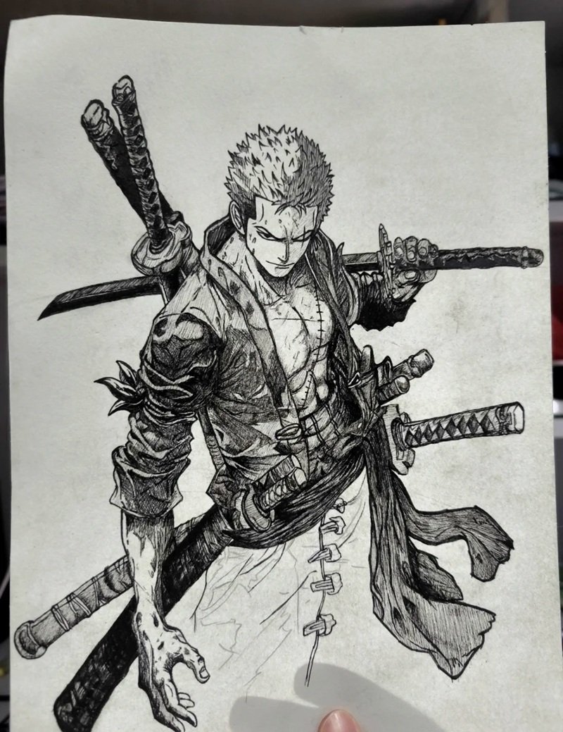 Cách vẽ zoro ngầu 5