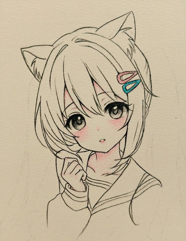 Vẽ anime girl​ bằng bút chì 