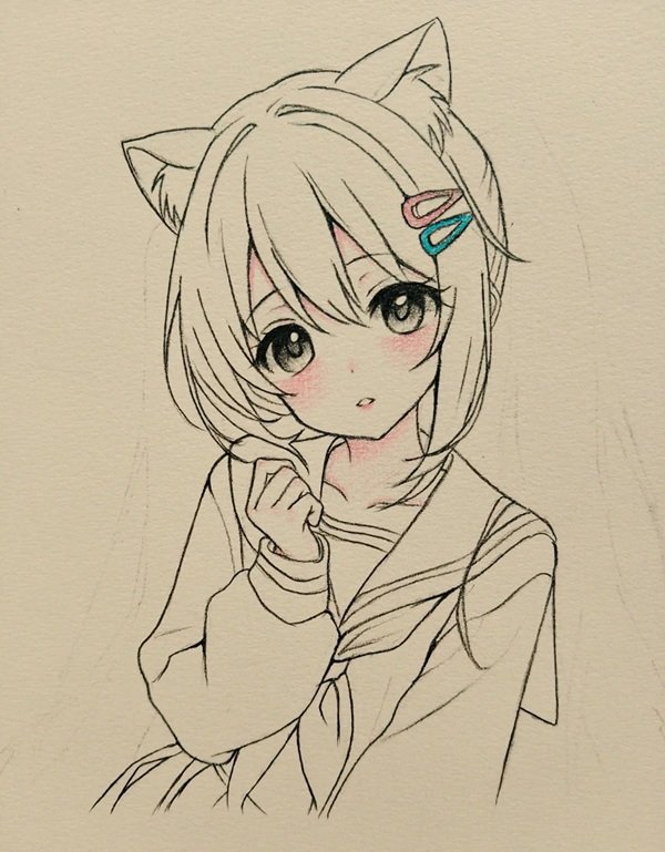 Vẽ anime girl​ bằng bút chì  5