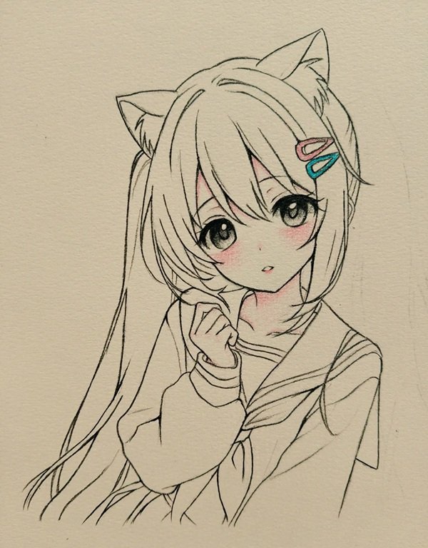Vẽ anime girl​ bằng bút chì 6