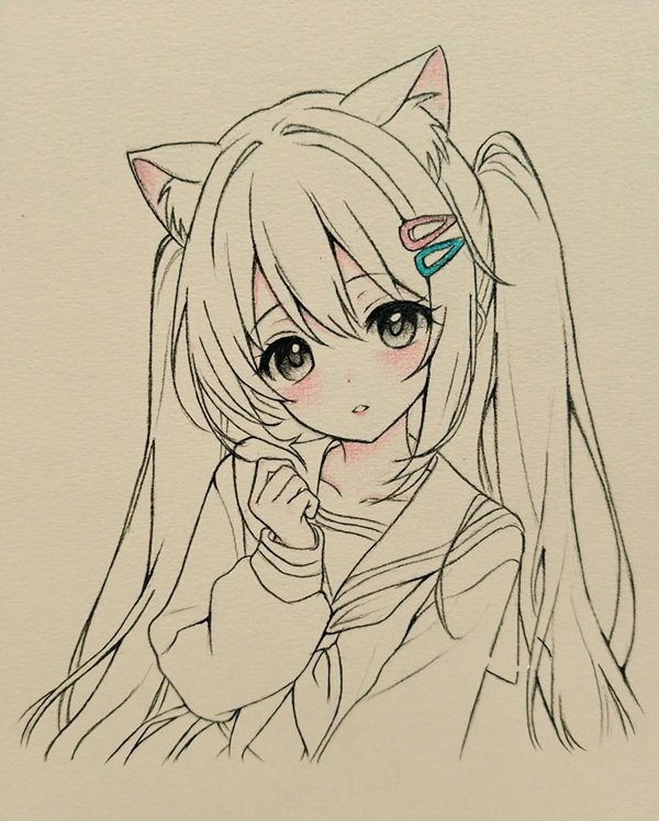 Vẽ anime girl​ bằng bút chì  