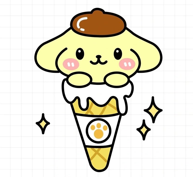 Vẽ cây kem cute 1