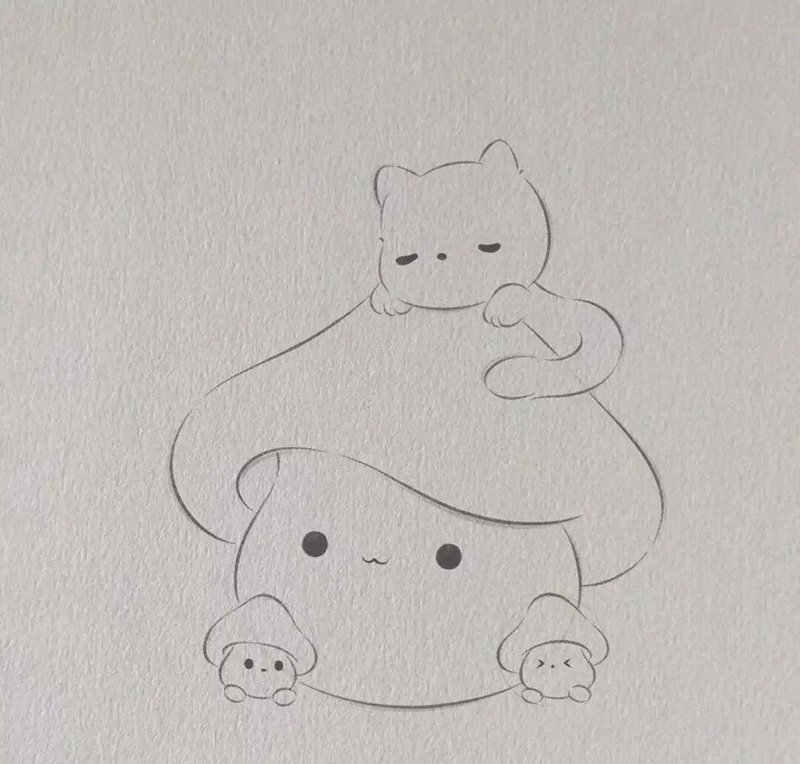 Hình vẽ cây nấm cute 6