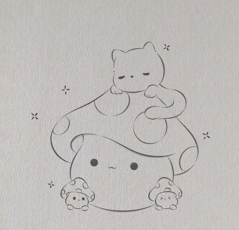Hình vẽ cây nấm cute