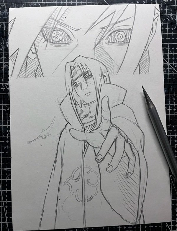 Vẽ Itachi bằng bút chì 1