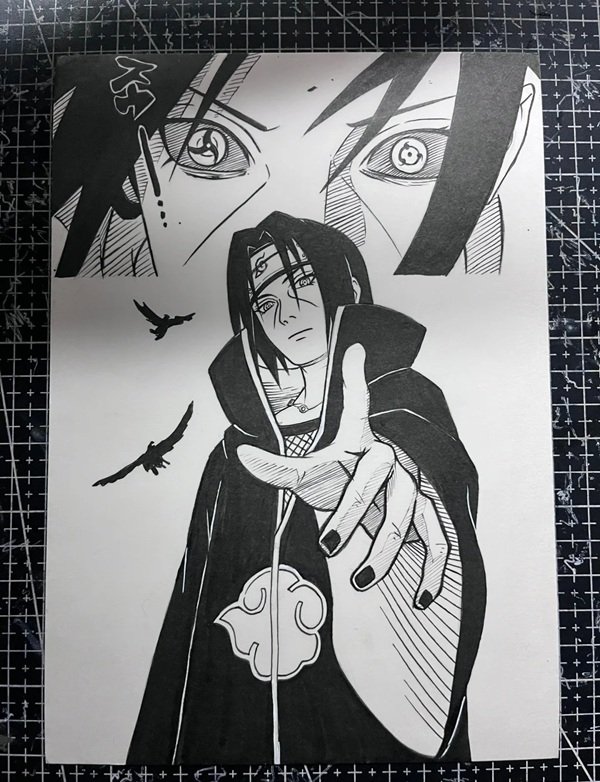 Vẽ Itachi bằng bút chì 3