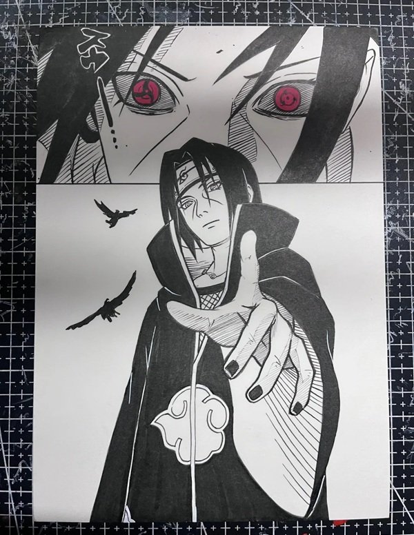Vẽ Itachi bằng bút chì 4