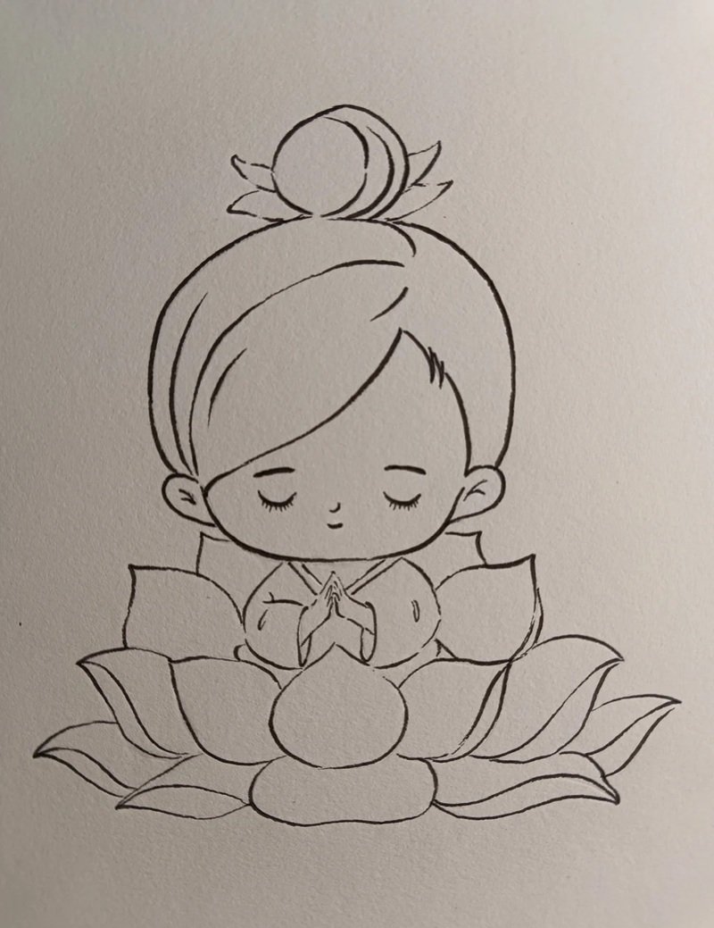 Vẽ phật​ đơn giản 