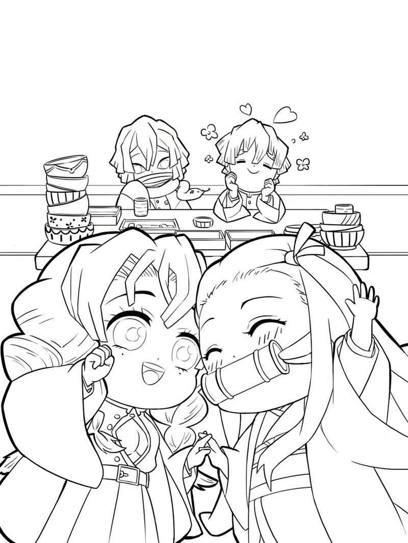 anime tranh tô màu mitsuri chibi