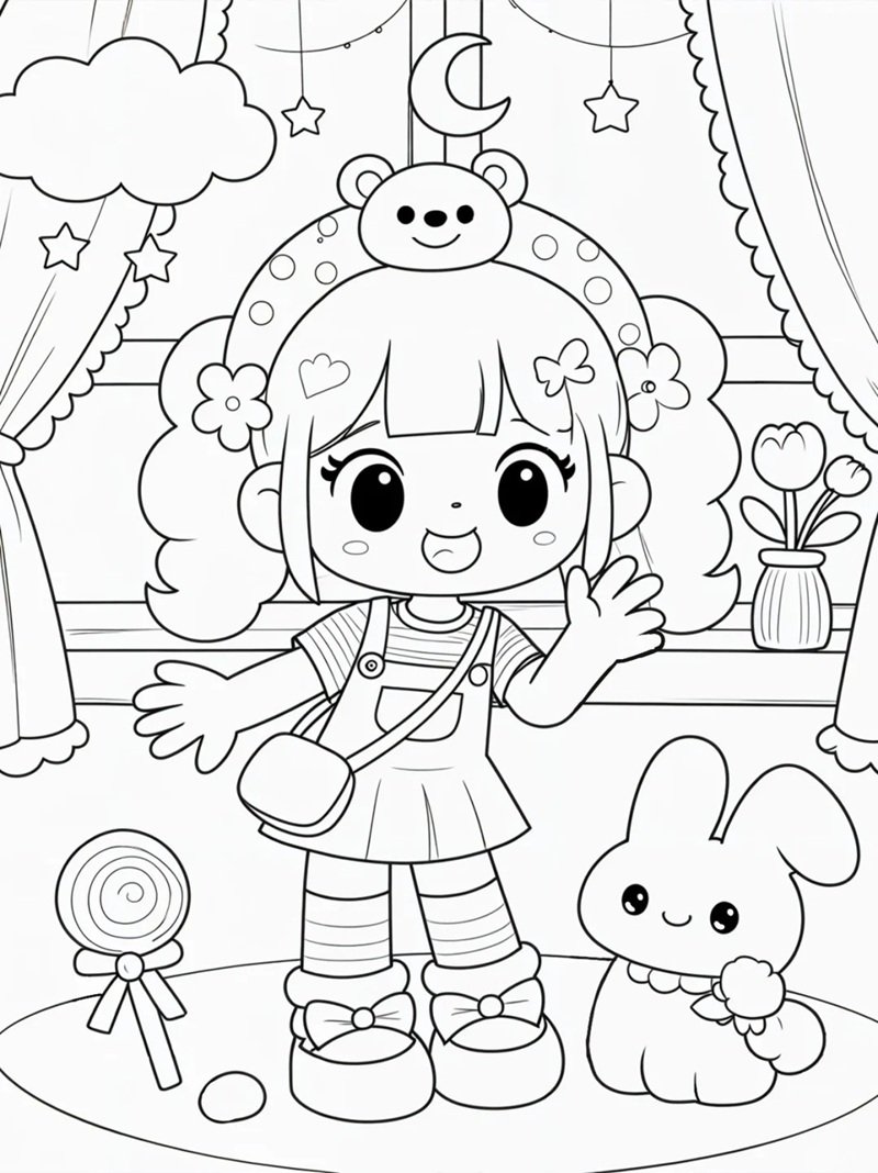 cute tranh tô màu anime girl ngầu 1