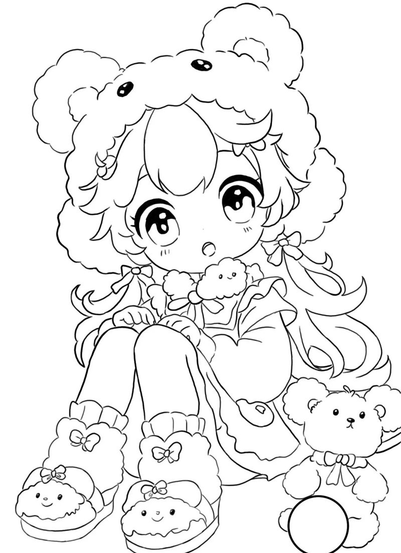 cute tranh tô màu anime girl ngầu 10