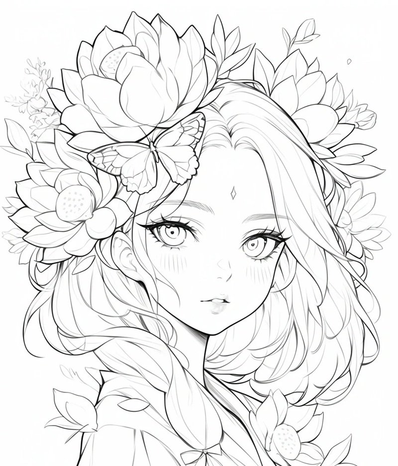 cute tranh tô màu anime girl ngầu 13