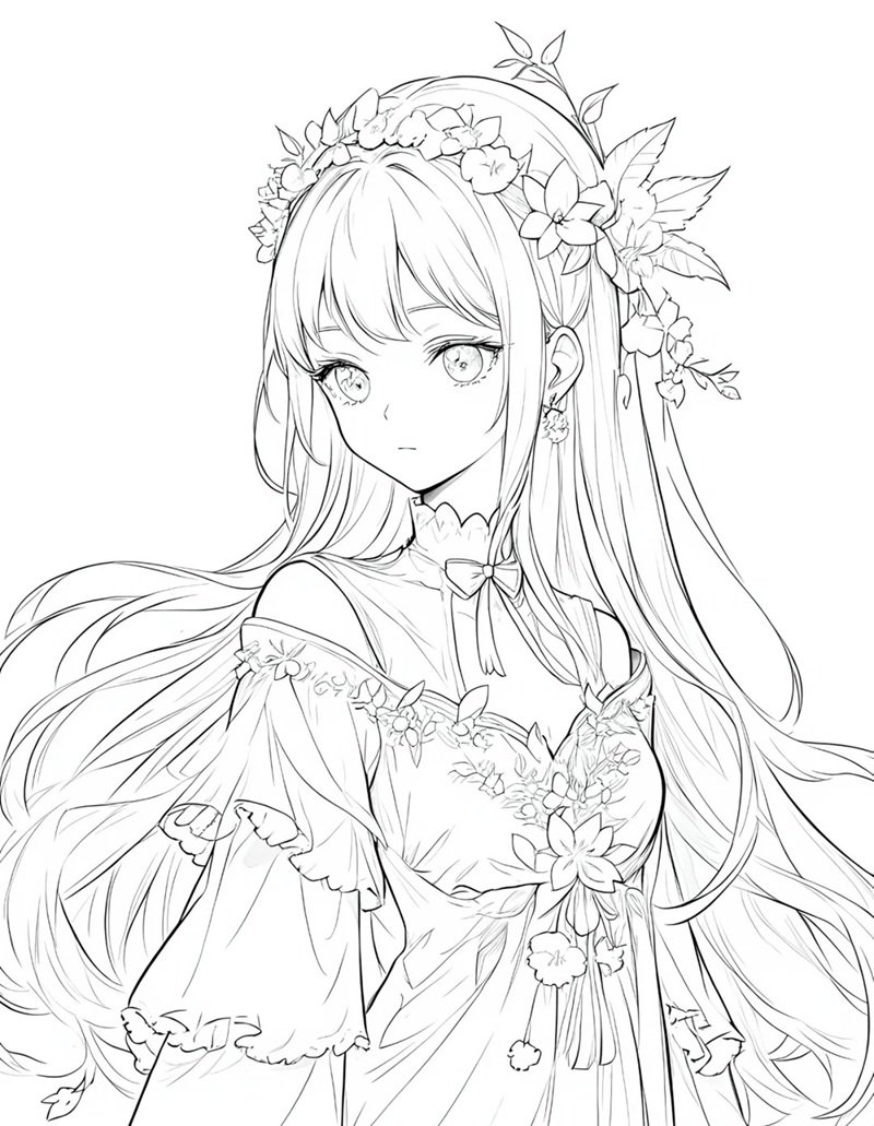 cute tranh tô màu anime girl ngầu 14