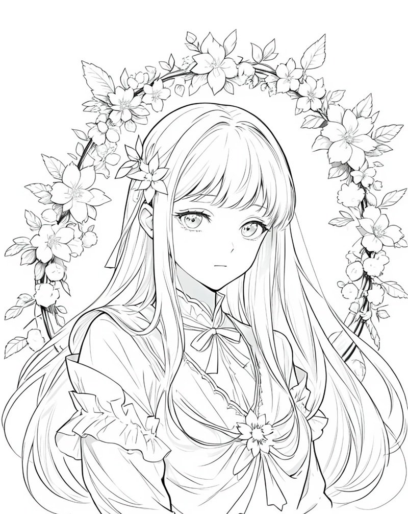 cute tranh tô màu anime girl ngầu 15