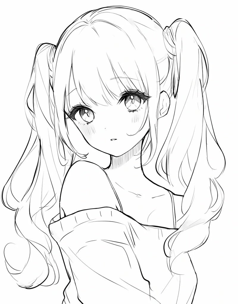 cute tranh tô màu anime girl ngầu 16