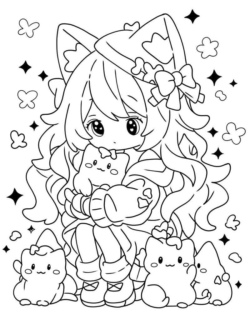 cute tranh tô màu anime girl ngầu 19