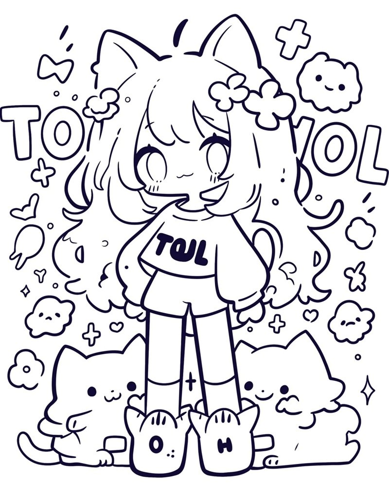 cute tranh tô màu anime girl ngầu 20