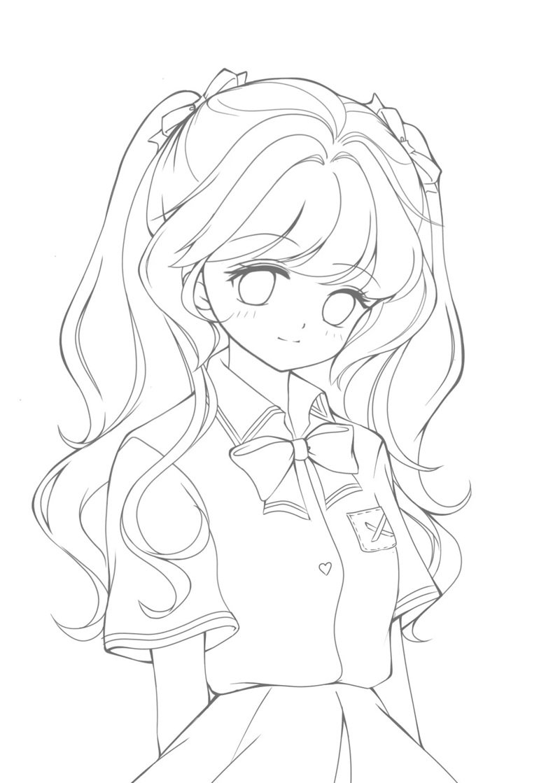 cute tranh tô màu anime girl ngầu 21