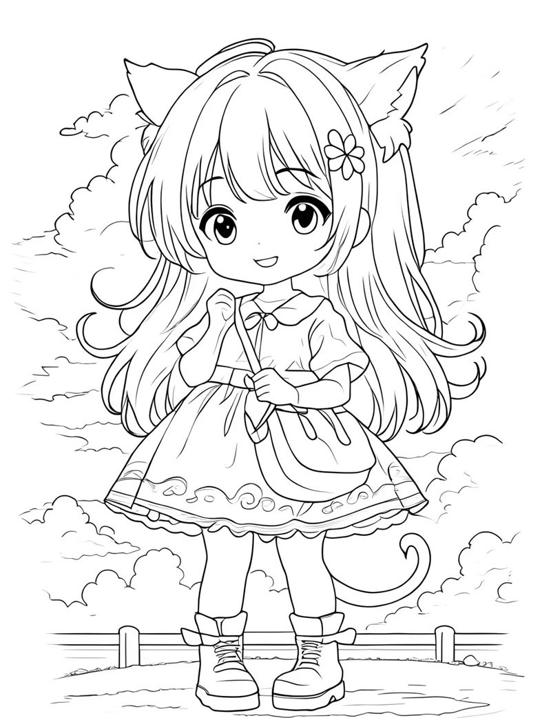 cute tranh tô màu anime girl ngầu 22