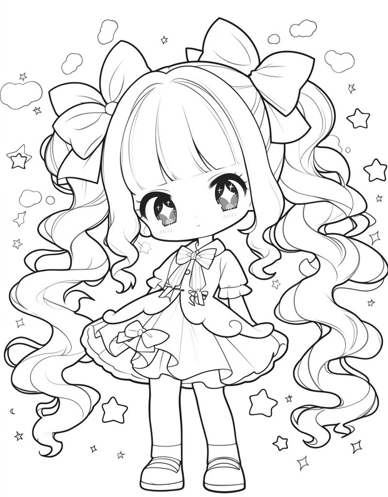 cute tranh tô màu anime girl ngầu 24