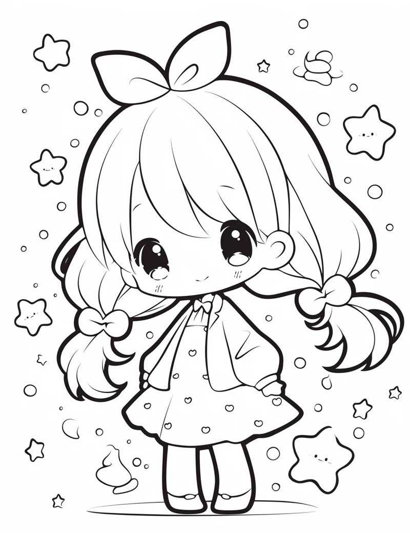 cute tranh tô màu anime girl ngầu 25