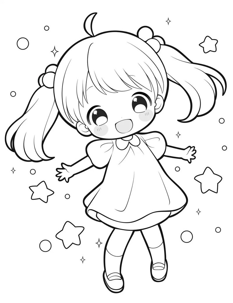 cute tranh tô màu anime girl ngầu 26