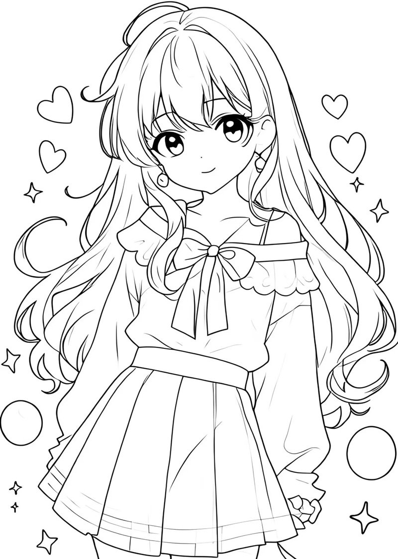 cute tranh tô màu anime girl ngầu 9