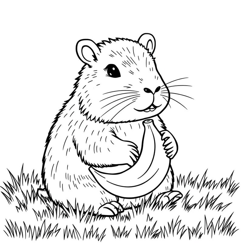 hình vẽ tranh tô màu capybara cute