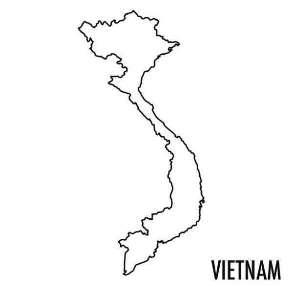 Vietnam line map. Editable high quality vector illustration isolated on white.